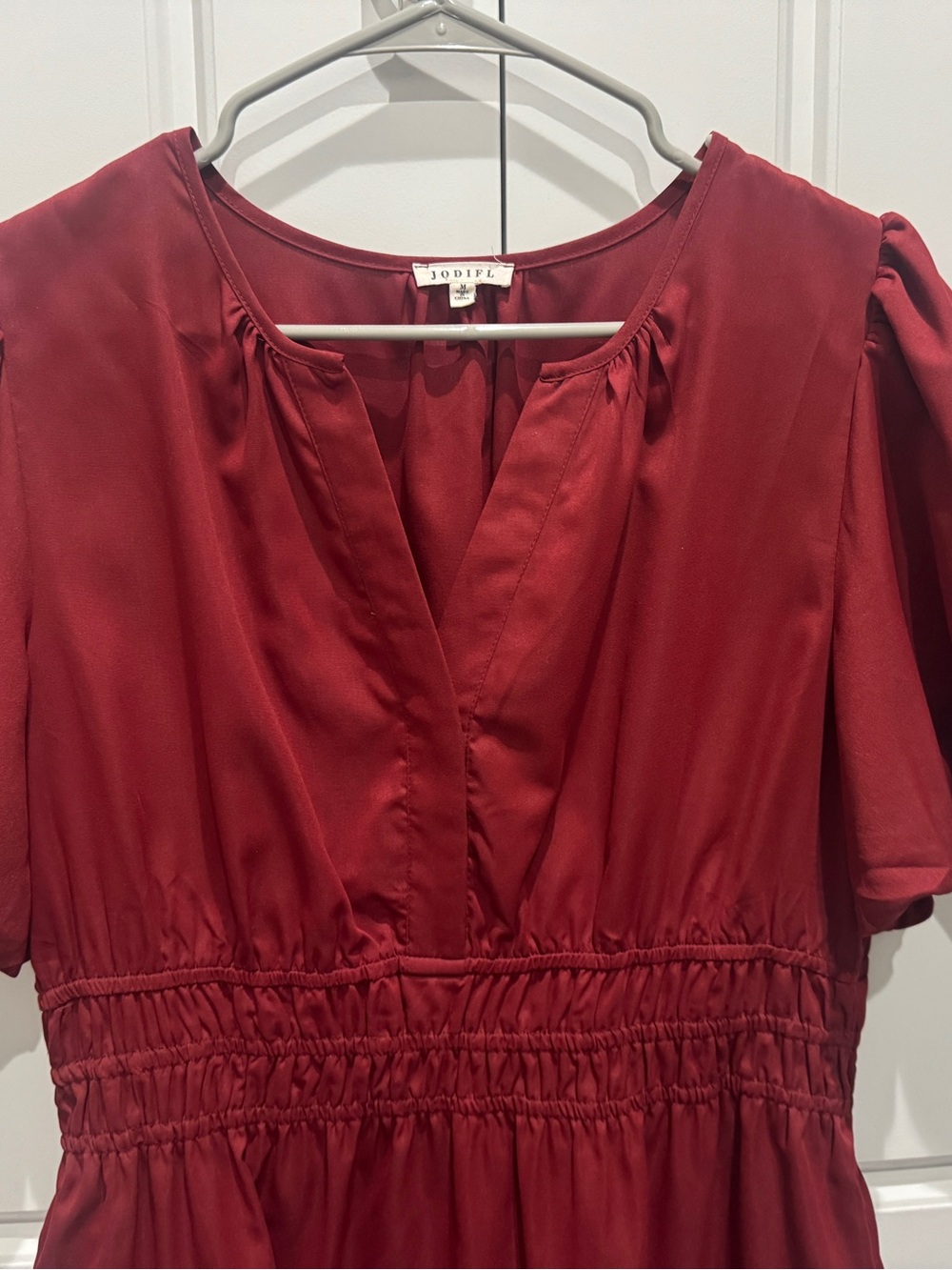 JODIFL Red Mini Dress with Puff Sleeves - Picture 4 of 7